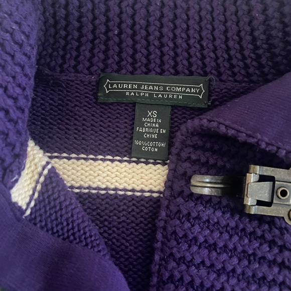 Ralph Lauren Striped Cowl Neck Sweater in Purple and Cream - Picture 6 of 7